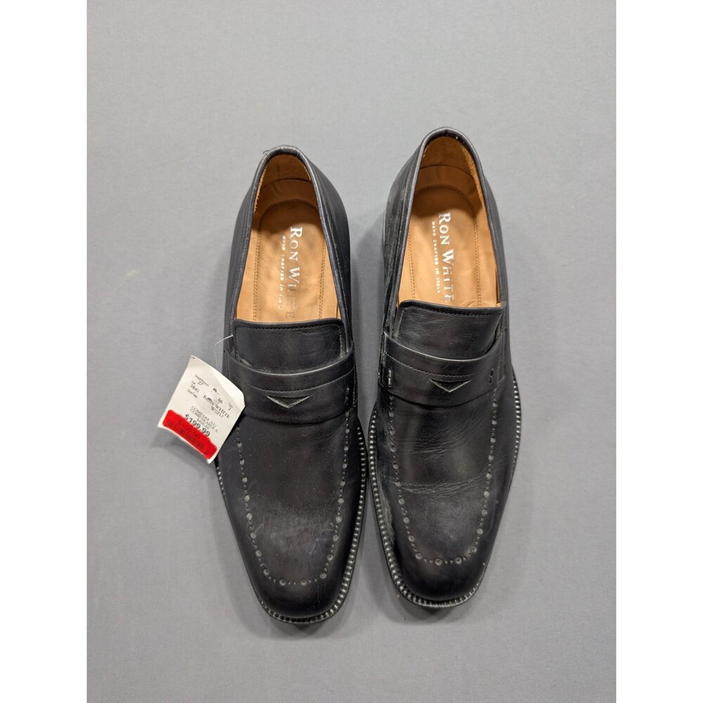 Ron White Cuoio Black Leather Penny Loafer Men's Dress Shoe Size 8
